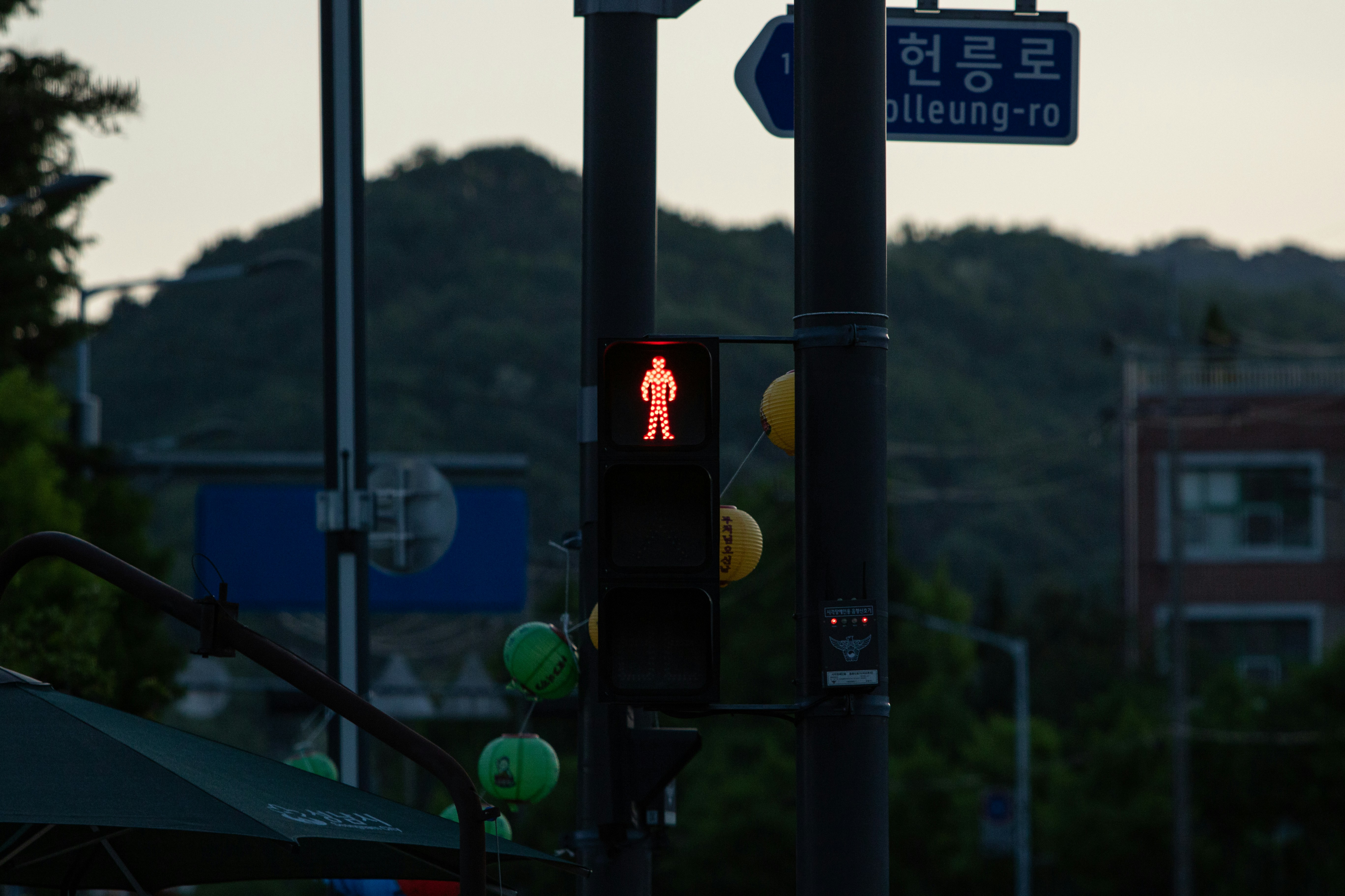 경찰관이 운전자와 대화하는 도로변 정차 현장