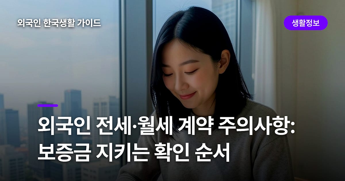 외국인 전세·월세 계약 주의사항: 보증금 지키는 확인 순서
